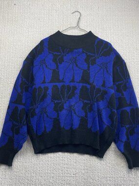 VTG Marjorie Hamilton Knit Artsy Dark Floral Boho Indie Retro Groovy Wom Sz L
